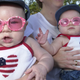 7-month-old twins taking part in the Double Take Parade held August 3, 2002 at the Twins Days Festival in Twinsburg, Ohio.